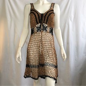 Handmade beautiful woman’s crochet dress or lingerie black and dark orange